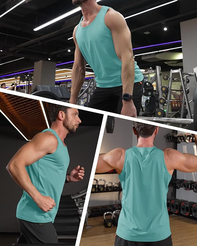 MAGCOMSEN Men's UPF 50+ Tank Top Quick Dry Summer Workout Muscle Sleeveless Shirts for Swim Beach Bodybuilding
