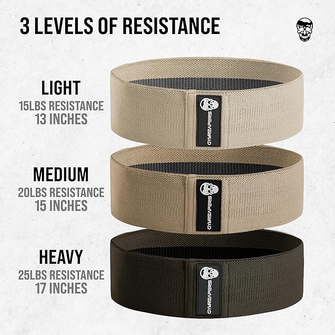 Hip Bands for Booty Workouts | Non Slip Fabric Band Set with 3 Levels - Resistance Bands for Legs & Hip - for Men & Women