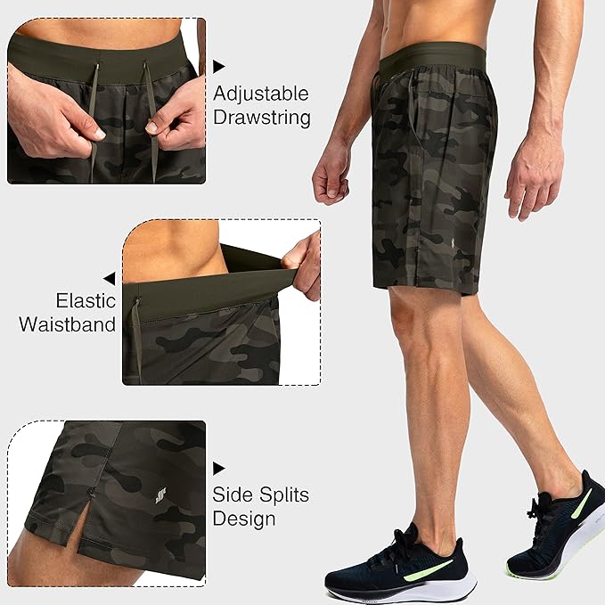 Men's Running Shorts with Zipper Pockets 9 Inch/ 7 Inch / 5 Inch Lightweight Quick Dry Gym Workout Athletic Shorts for Men