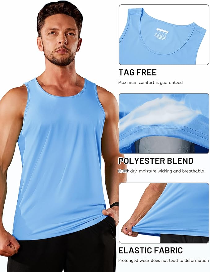 TACVASEN Men's Workout Tank Tops Sleeveless UPF 50+ Summer Sun Shirts Quick Dry for Running Swim Gym Beach