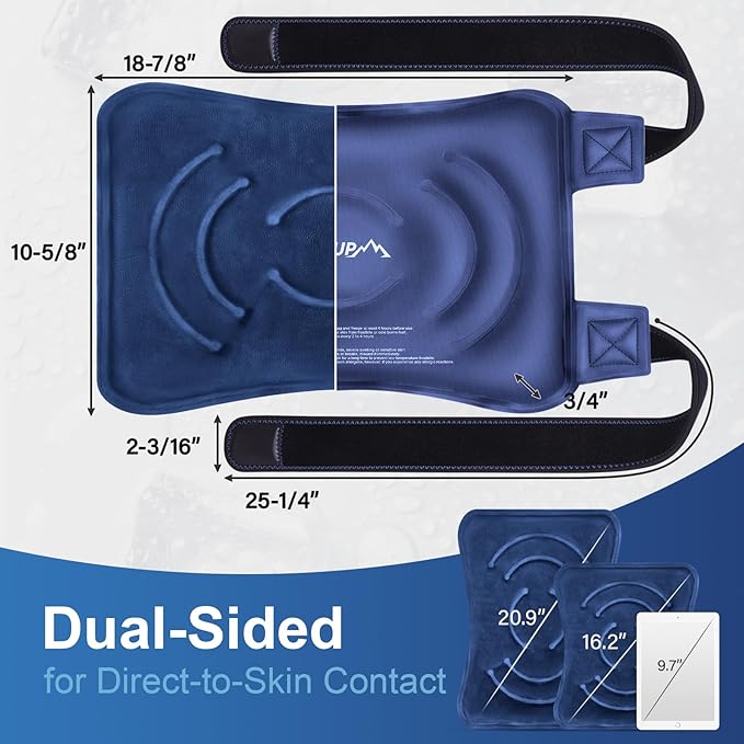 APEXUP Ice Pack for Knee Pain Relief, Large Reusable Wrap After Surgery, Flexible Gel Cold Pack for Injuries, Pain Relief for Back, Shoulder, Elbow, Ankle and Leg (Navy Blue, XXL, 2PK)