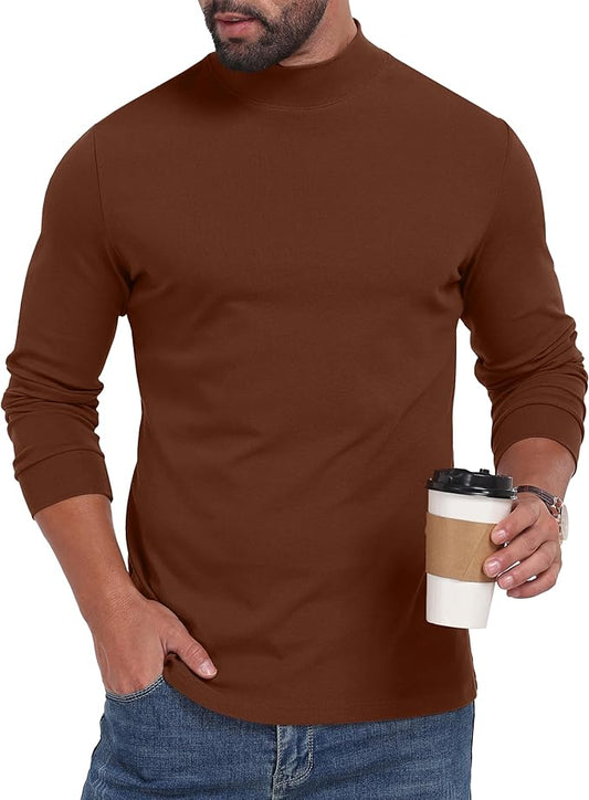 Sailwind Men's Mock Turtleneck Long Sleeve Shirt Cotton Basic Thermal Undershirt Lightweight Pullover