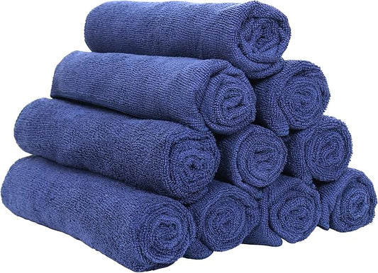 Arkwright Microfiber Gym Towel - Pack of 12 - Super Soft, Quick Dry Workout Sweat Towels, 300 GSM Lightweight & Absorbent for Sports, Working Out, Yoga, and Spa, 16 x 27 in, Navy