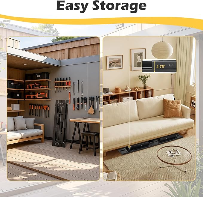 TECSPACE 3-Person Instant Folding Bench, 330 LBS Capacity Lightweight Aluminum Foldable Bench, No Assembly Required