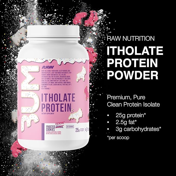 RAW Whey Isolate Protein Powder, Frosted Frenchie Cookie (CBUM Itholate) - 100% Grass-Fed Sports Nutrition Powder for Muscle Growth & Recovery - Low-Fat, Low Carb, Naturally Flavored - 25 Servings