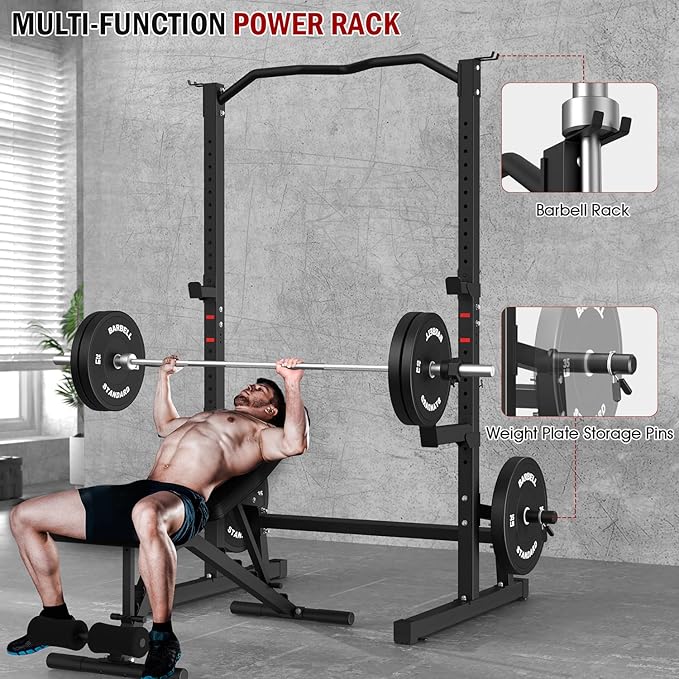 DONOW Olympic Weight Bench with Squat Rack Adjustable Workout Bench with Rack for Bench Press Sthrength Training