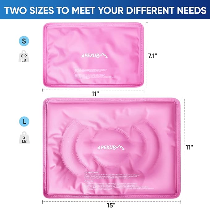 APEXUP Gel Ice Packs for Injuries Reusable, Flexible Double Sided Cold Packs for Injuries, Ice Pack for Knee, Shoulder, Back, Hip, Leg, Arm (Pink, S, 2PK)