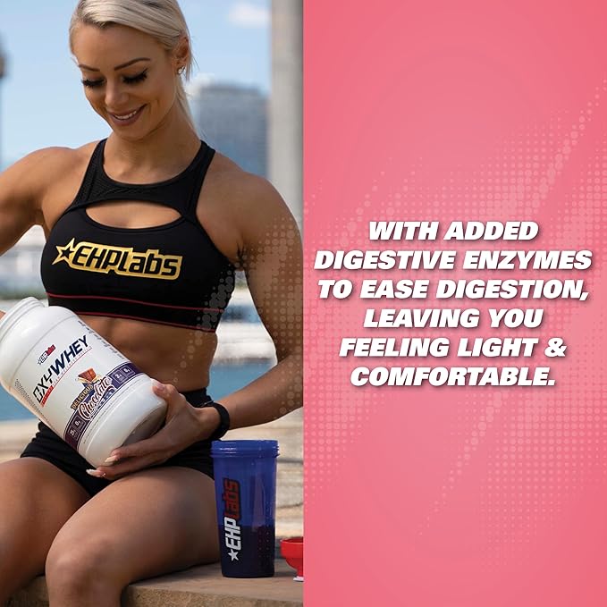 EHP Labs OxyWhey Whey Protein Isolate – 25g High Protein, Low Carb, Sugar Free Meal Replacement – Lean Whey Powder for Muscle Recovery – Non-GMO, Gluten Free – 25 Serves – Strawb. Milkshake