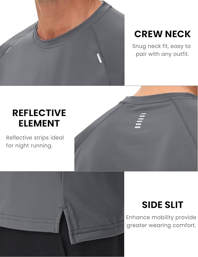 MAGCOMSEN Men's Dry Fit Shirts Mesh Short Sleeve Athletic Lightweight Workout Performance Hiking Shirt