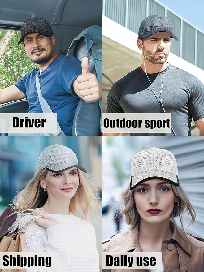 4 Pieces Summer Mesh Baseball Cap Breathable Full Cooling Hat Quick Dry Cool Hats Mesh Running Hat for Men Women