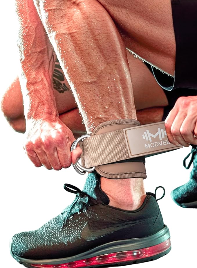 Modvel Gym Ankle Strap for Cable Machines – Glute & Leg Kickback Ankle Straps for Gym Workouts – Adjustable, Padded Support for Strength Training, Weightlifting, Rehab – Men & Women