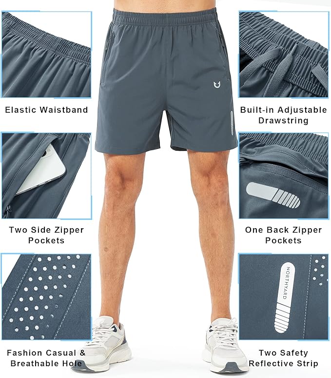 NORTHYARD Men's Athletic Running Shorts Quick Dry Workout Shorts 7"/ 5"/ 9" Lightweight Sports Gym Basketball Tennis Hiking
