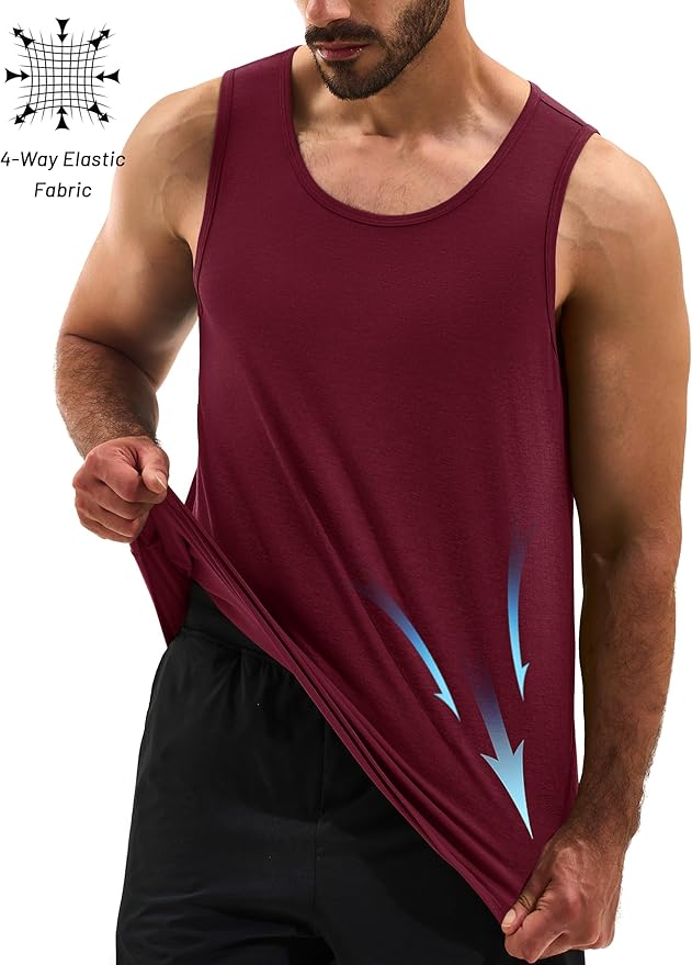 Cotrasen Men's Tank Top UPF 50+ Sleeveless Shirt Cotton Moisture Wicking Casual Gym Workout Shirts Cooling Muscle Tee Shirt
