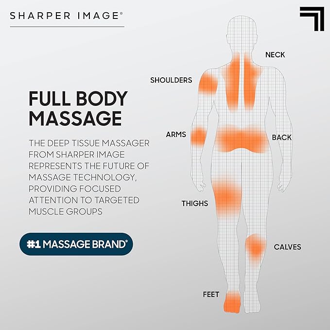 Sharper Image® Powerboost® Pro+ Hot & Cold Deep Tissue Massage Gun - 6 Speeds, 6 Attachments, 5-Hour Battery, Travel Case, Charging Base, Shoulder & Back Massager, Pain Relief Tool, FSA Eligible