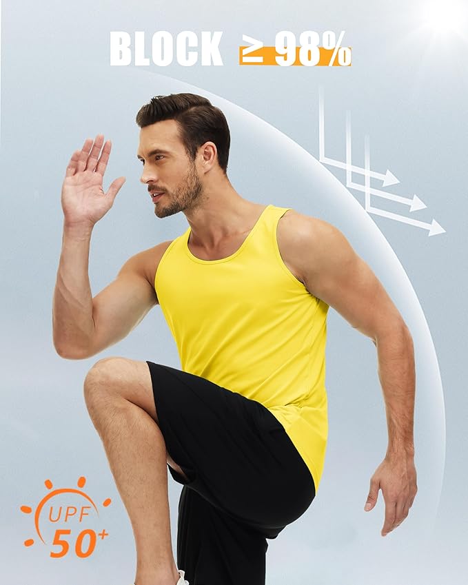 MAGCOMSEN Men's UPF 50+ Tank Top Quick Dry Summer Workout Muscle Sleeveless Shirts for Swim Beach Bodybuilding