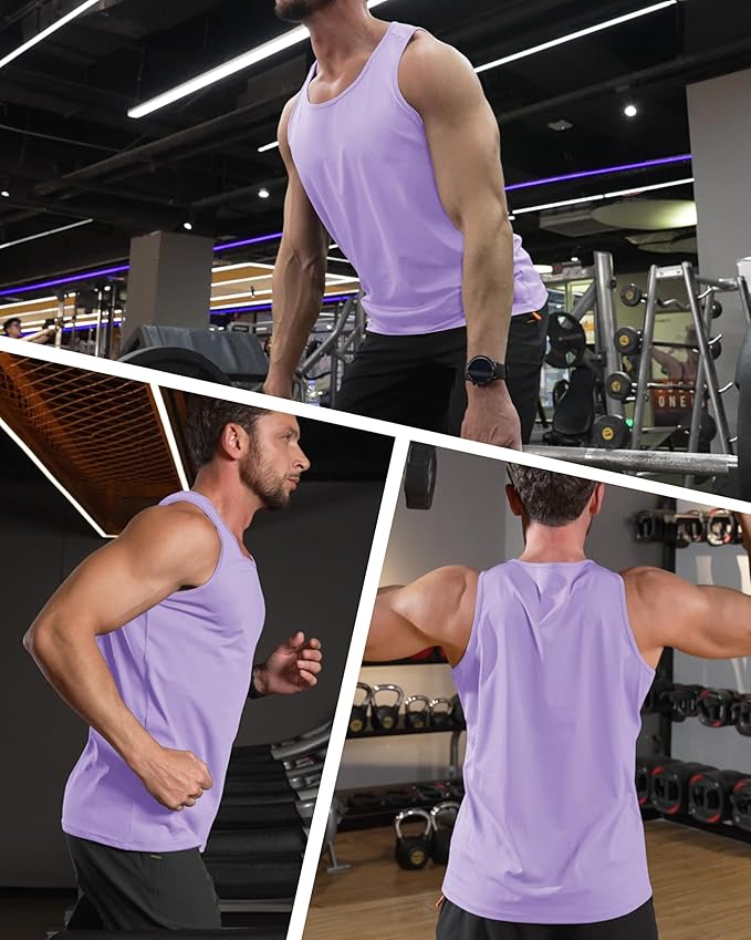 MAGCOMSEN Men's UPF 50+ Tank Top Quick Dry Summer Workout Muscle Sleeveless Shirts for Swim Beach Bodybuilding