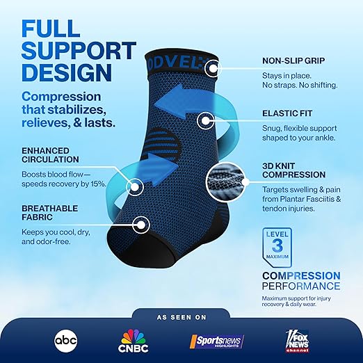 Modvel Foot & Ankle Brace Socks for Sprained Ankle Compression Sleeve - Plantar Fasciitis Relief Brace, Foot Support for pain Women & Men - Tendonitis & Arthritis Feet Sleeve, Stabilizing Ankles Wrap