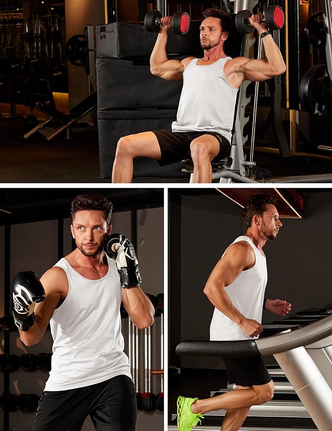 MAGCOMSEN Men's UPF 50+ Tank Top Gym Workout Sleeveless Muscle Shirts Sun Protection Cut Off Shirts Summer Sleeveless T Shirt