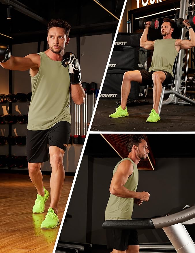 KEFITEVD Men's Workout Tank Tops Sleeveless Quick Dry UPF 80+ Summer Sun Shirts for Running Swim Gym Beach