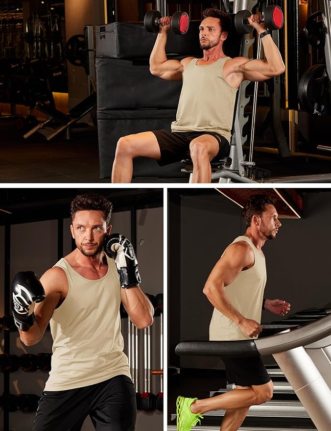 MAGCOMSEN Men's UPF 50+ Tank Top Gym Workout Sleeveless Muscle Shirts Sun Protection Cut Off Shirts Summer Sleeveless T Shirt