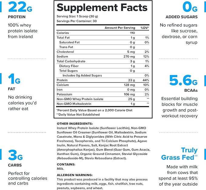 LEGION Whey+ Protein whey Isolate from Grass Fed Cows - Whey Protein Isolate Powder Low Calorie, Non-GMO, Sugar Free, Lactose and Gluten Free, All Natural Protein Powder for Men & Women (30 Servings)