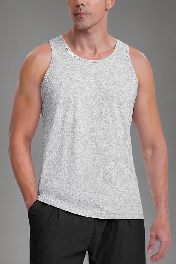 MAGCOMSEN Mens Workout Tank Tops Undershirt Cotton Muscle Athletic Sleeveless Shirts for Gym