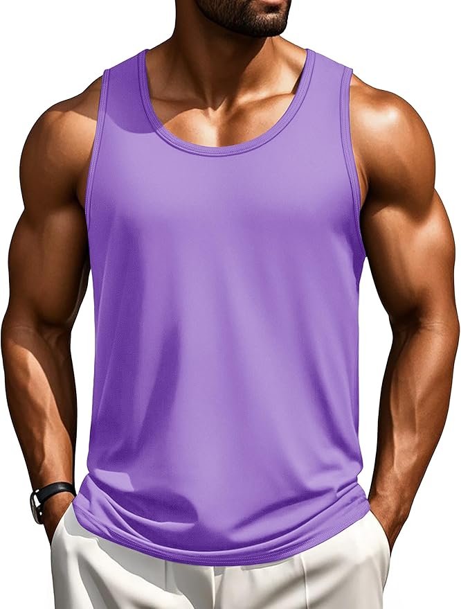 Cotrasen Men's Tank Top UPF 50+ Sleeveless Shirt Cotton Moisture Wicking Casual Gym Workout Shirts Cooling Muscle Tee Shirt