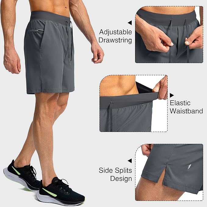 Men's Running Shorts with Zipper Pockets 9 Inch/ 7 Inch / 5 Inch Lightweight Quick Dry Gym Workout Athletic Shorts for Men