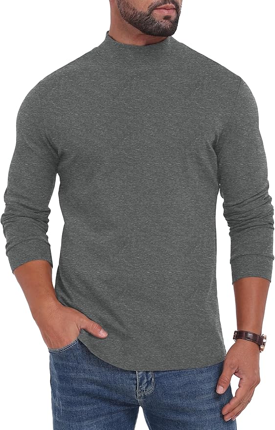 Sailwind Men's Mock Turtleneck Long Sleeve Shirt Cotton Basic Thermal Undershirt Lightweight Pullover