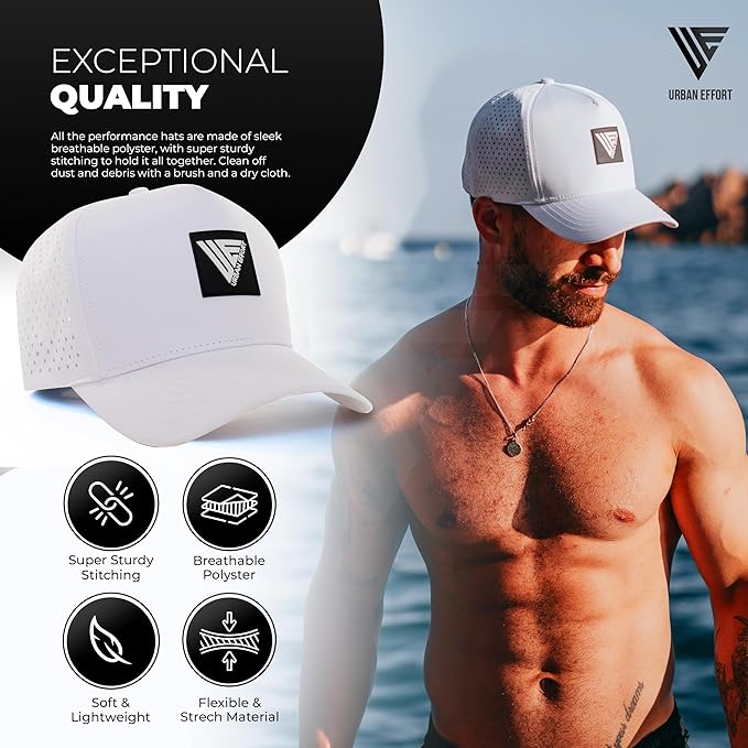 Urban Effort Hydro Performance Hat-Water-Resistant Baseball Cap-Men and Women-Great Snapback for Golf, Adventure,Lake,Workout