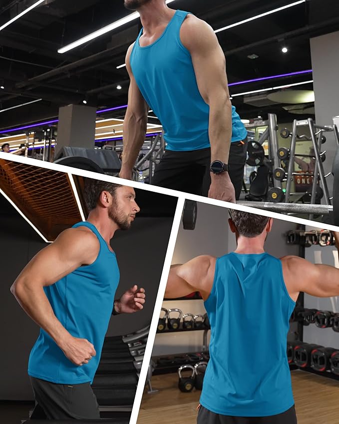 MAGCOMSEN Men's UPF 50+ Tank Top Quick Dry Summer Workout Muscle Sleeveless Shirts for Swim Beach Bodybuilding