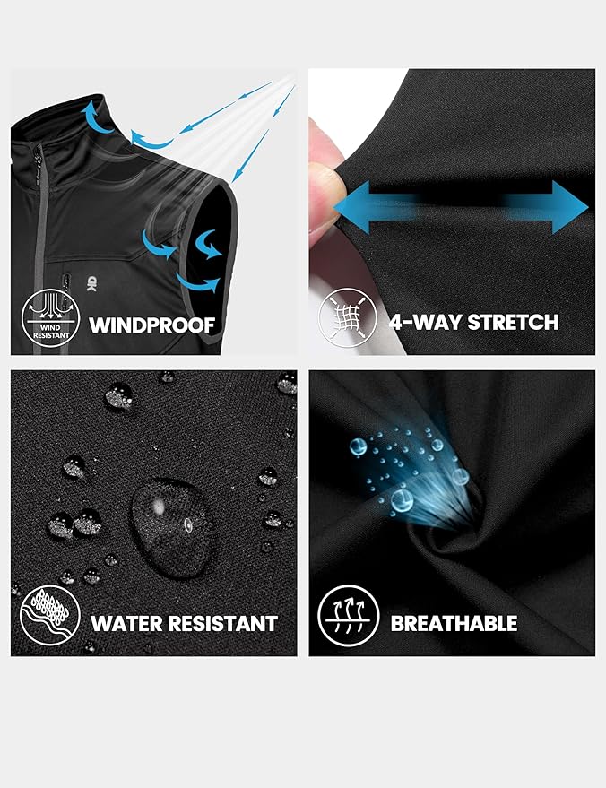 Little Donkey Andy Men's Lightweight Softshell Vest Windproof Sleeveless Jacket for Travel Hiking Running Golf