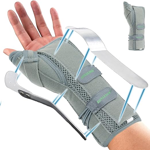 Wrist Brace With Thumb Support for Dequervains Tendonitis,Thumb Brace for Carpal Tunnel, Wrist ganglion cyst, Arthritis Pain Relief,Thumb Spica Splint for night rest(Left Hands,Small)