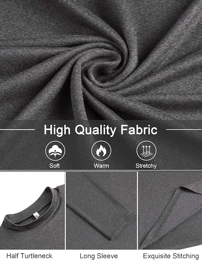 COOFANDY Mens Mock Turtleneck T-Shirts Long Sleeve Solid Color Tees Shirts Basic Casual Slim Fit Pullover T Shirts