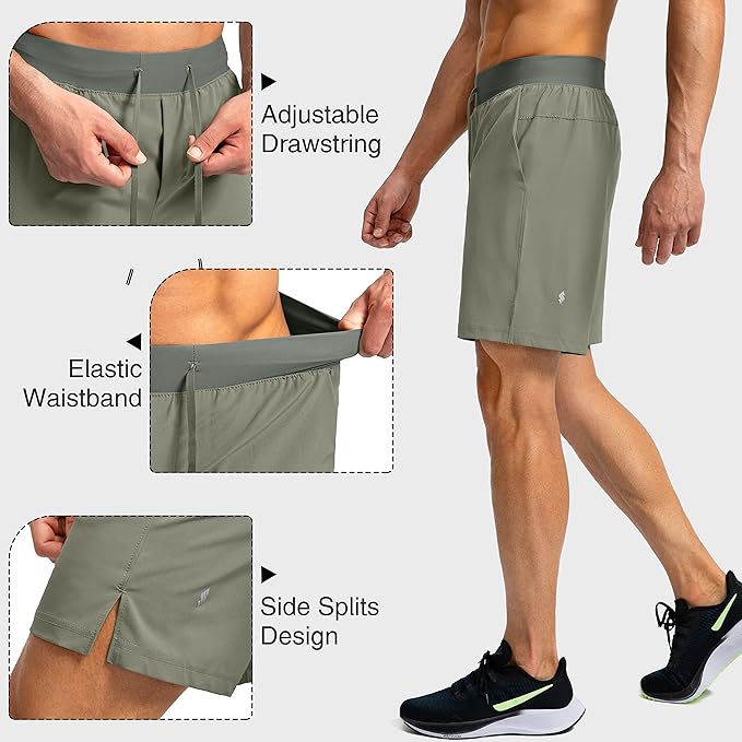 Men's Running Shorts with Zipper Pockets 9 Inch/ 7 Inch / 5 Inch Lightweight Quick Dry Gym Workout Athletic Shorts for Men