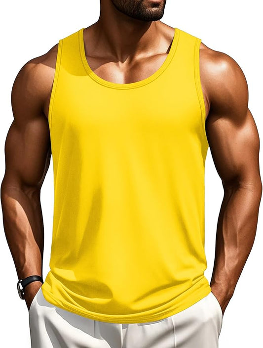Cotrasen Men's Tank Top UPF 50+ Sleeveless Shirt Cotton Moisture Wicking Casual Gym Workout Shirts Cooling Muscle Tee Shirt