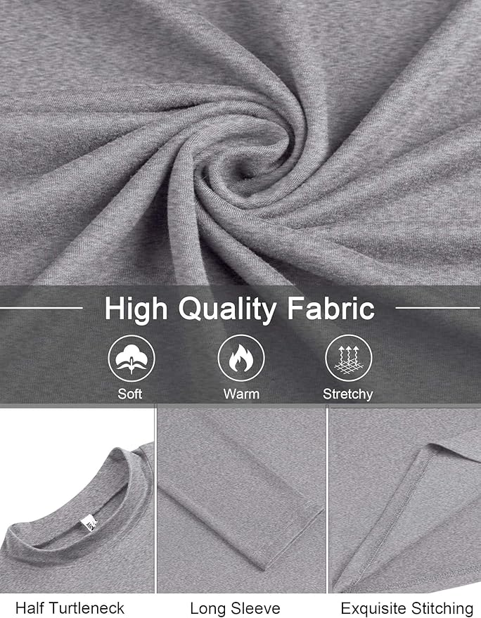 COOFANDY Mens Mock Turtleneck T-Shirts Long Sleeve Solid Color Tees Shirts Basic Casual Slim Fit Pullover T Shirts