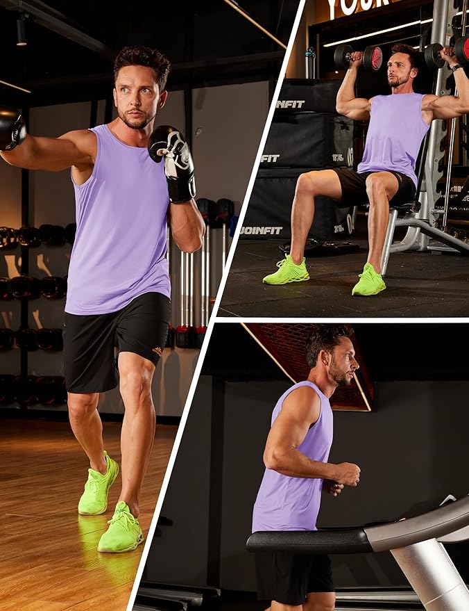 KEFITEVD Men's Workout Tank Tops Sleeveless Quick Dry UPF 80+ Summer Sun Shirts for Running Swim Gym Beach