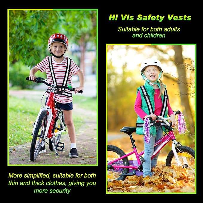 Hercicy 20 Pcs Reflective Vest High Visibility Safety Vests, Adjustable Bright Neon Lightweight Strap Gear (Black)