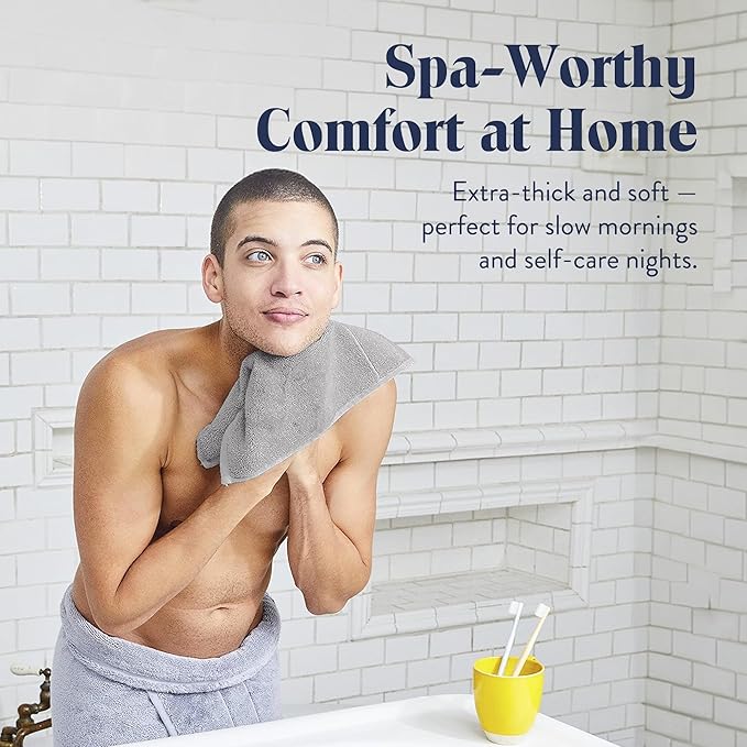 Brooklinen Super-Plush Turkish Cotton Washcloths Set of 2 Cotton, 820 GSM, Highly Absorbent, Machine Washable, Perfect for Home & Bathroom (13" x 13", Smoke Gray)