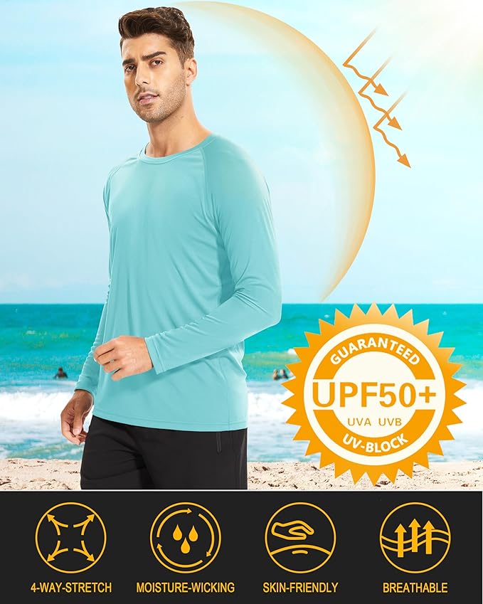 MAGCOMSEN Men's Long Sleeve Shirts UPF 50+ UV Sun Protection Athletic Shirts for Hiking Running Workout Rash Guard