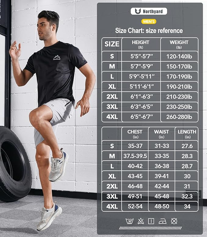 NORTHYARD Men's UPF 50+ Sun Protection Shirts Swim SPF UV Quick Dry Short Sleeve T-Shirts for Athletic Fishing Rash Guard