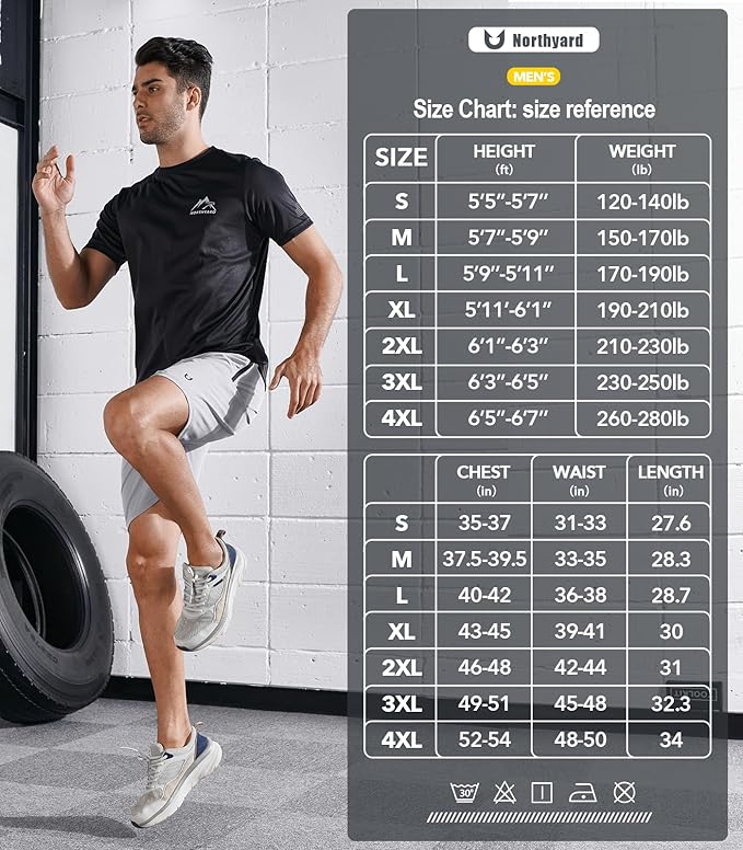 NORTHYARD Men's UPF 50+ Sun Protection Shirts Swim SPF UV Quick Dry Short Sleeve T-Shirts for Athletic Fishing Rash Guard