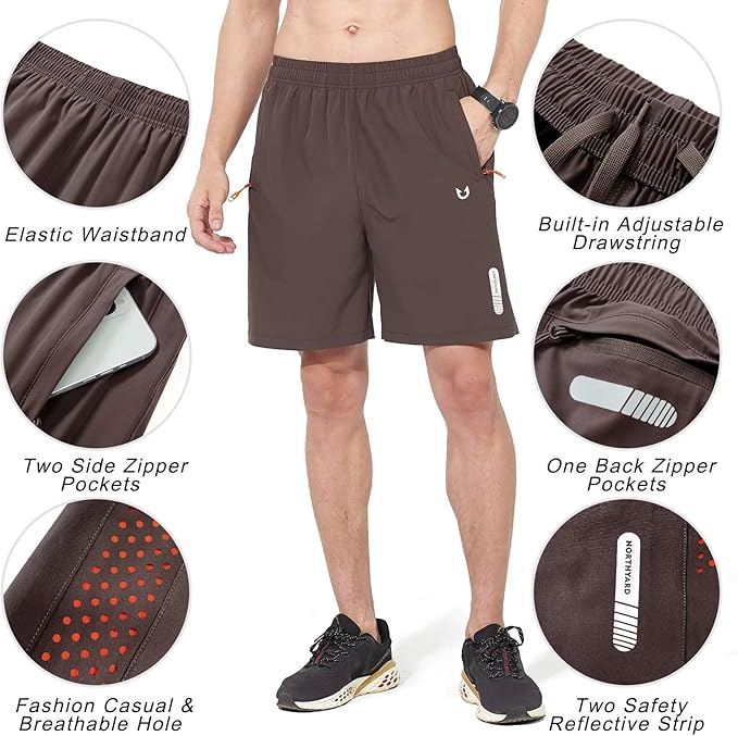 NORTHYARD Men's Athletic Running Shorts Quick Dry Workout Shorts 7"/ 5"/ 9" Lightweight Sports Gym Basketball Tennis Hiking