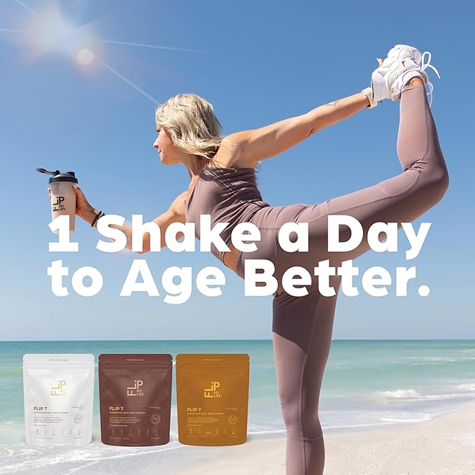 Flip My Life, Flip 7 Natural SuperFood, Plant-Based Protein, Complete Meal Replacement to Support Healthy Gut, 7 Mega Nutrient Rich Blends all in one to AGE BETTER - Vanilla