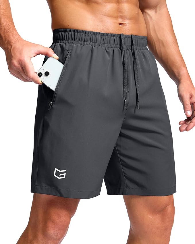 G Gradual Men's Athletic Running Shorts with Zipper Pockets Quick Dry 7"/ 5"/ 9" Workout Gym Shorts for Basketball Hiking