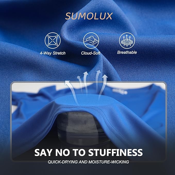 Sumolux 5 Pack Men’s Active Crew Neck T Shirts Quick Dry Athletic Running Gym Workout Short Sleeve Tee Tops Bulk