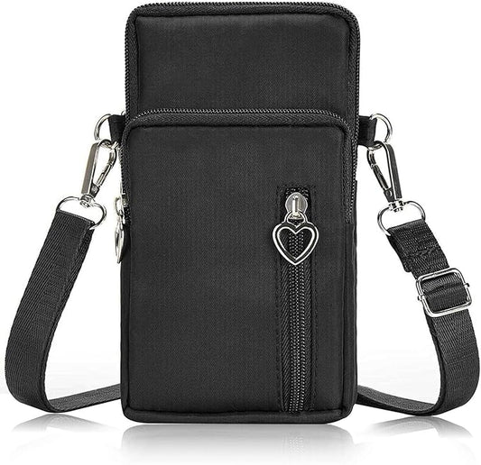 Women Cell Phone Purse Wristband Sport Armband Wallet Travel Crossbody Cell Phone Purse for Galaxy S10 Plus S9 Plus A50 A7 J7,OnePlus 6T,HTC U12 (Black)
