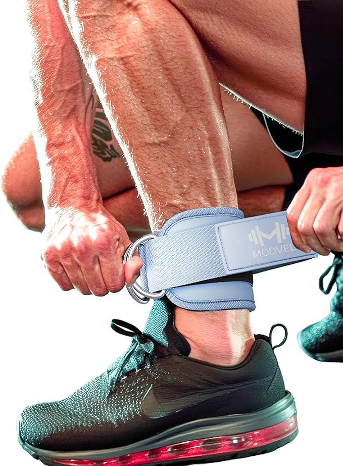 Modvel Gym Ankle Strap for Cable Machines – Glute & Leg Kickback Ankle Straps for Gym Workouts – Adjustable, Padded Support for Strength Training, Weightlifting, Rehab – Men & Women