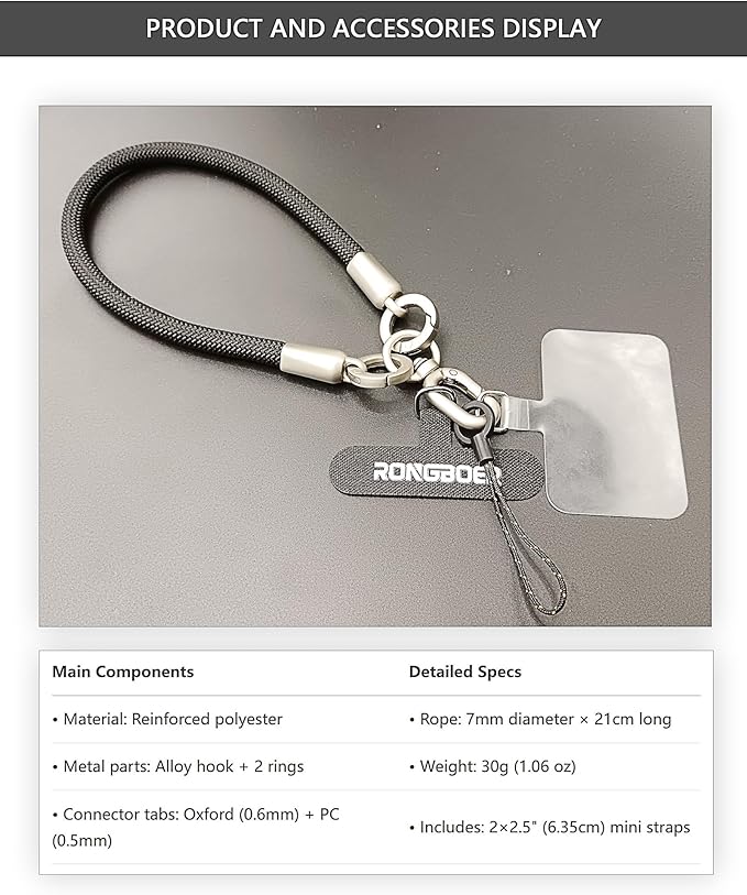 Premium Phone Lanyard for iPhone&Android-Stylish Unisex Wrist Strap with Alloy Metal Hook&Reinforced Polyester-R14